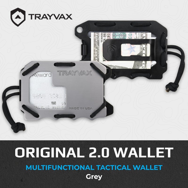 Trayvax Original 2.0 Wallet, RFID Front Pocket Tactical Metal Credit Card Holder with Money Clip, Slim Minimalist Wallet for Men and Women, Grey - Image 2